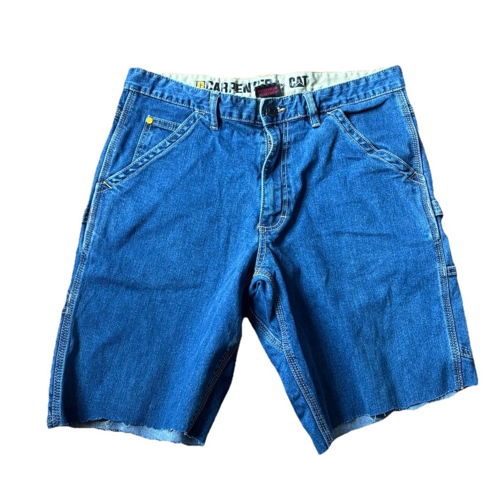Caterpillar CAT traditional Utility Cargo Shorts Denim Cutoff 34